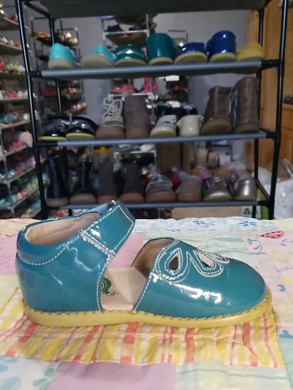 Livie & Luca Teal Mary Janes Size 7 Patent Leather Petals W/HTF Original Straps